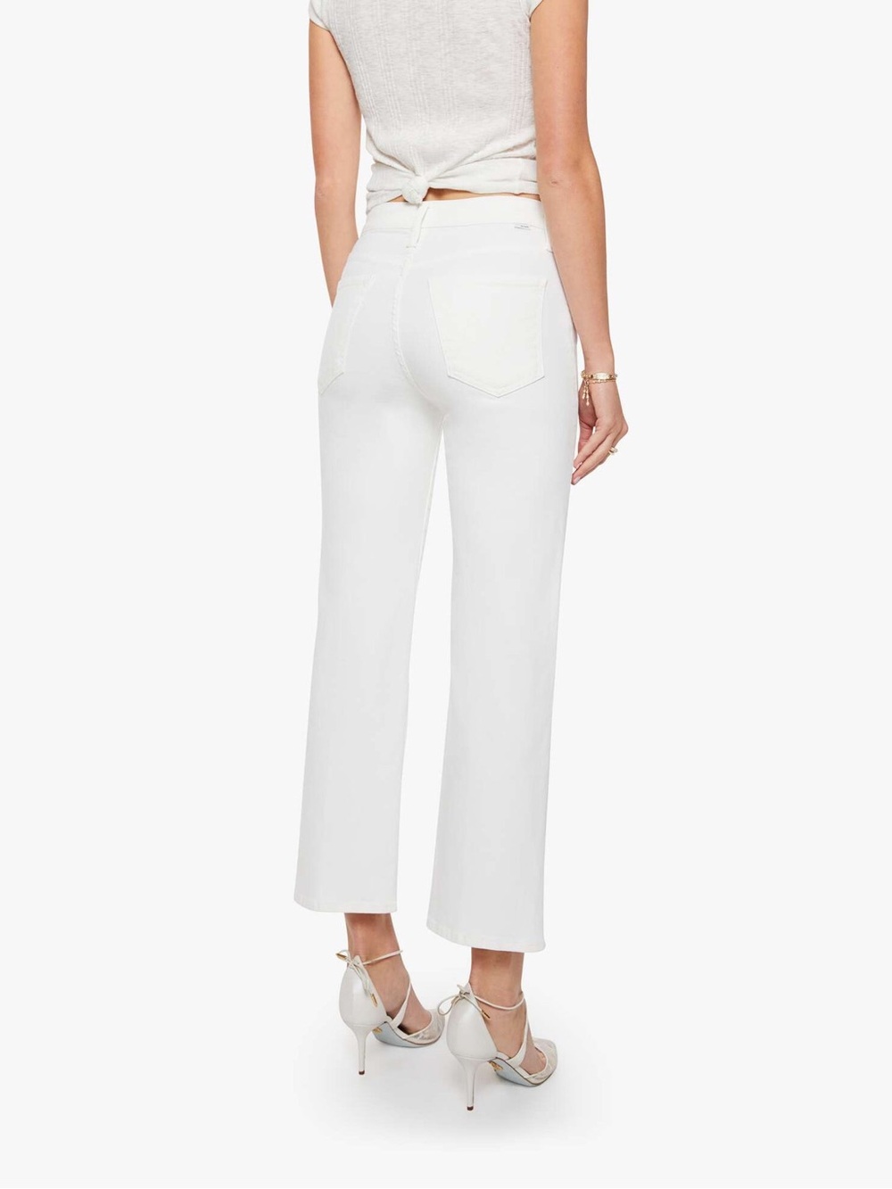 MOTHER The Rambler Zip Ankle High-rise Straight Crop Jeans White 27 - Picture 3 of 12